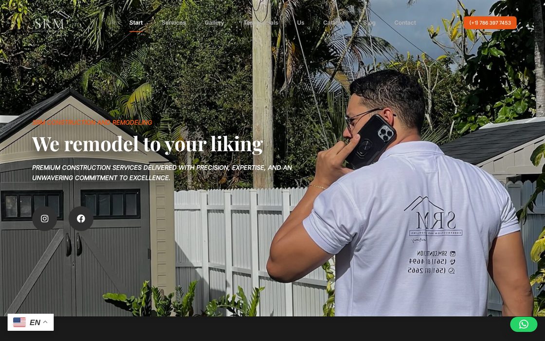 Sitio web desarrollado para SRM Construction & Remodeling